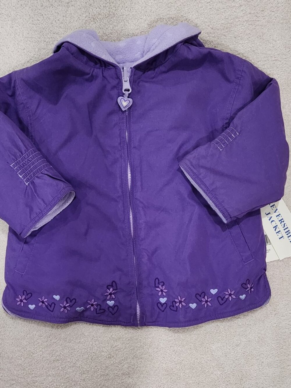 Carter's - Girls' Reversible Midweight Hooded Heart Jacket
